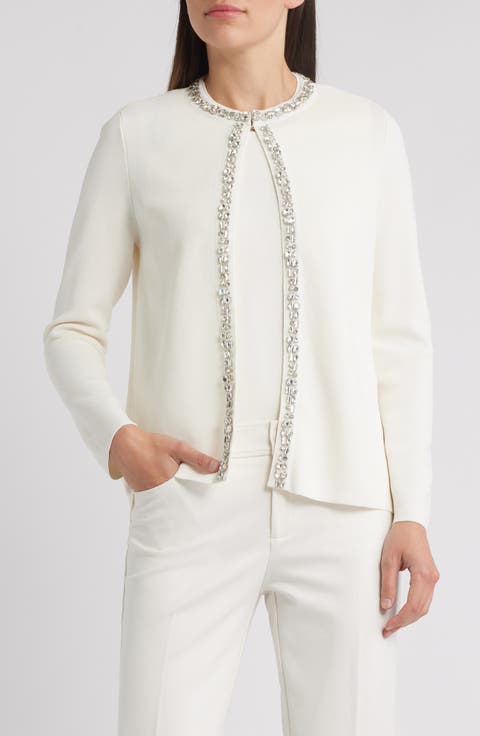 Rhinestone Trim Cardigan
