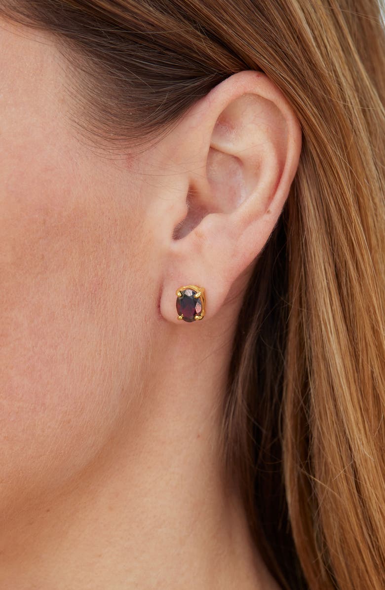 SAVVY CIE JEWELS Garnet Stud Earrings, Alternate, color, Garnet/ Gold
