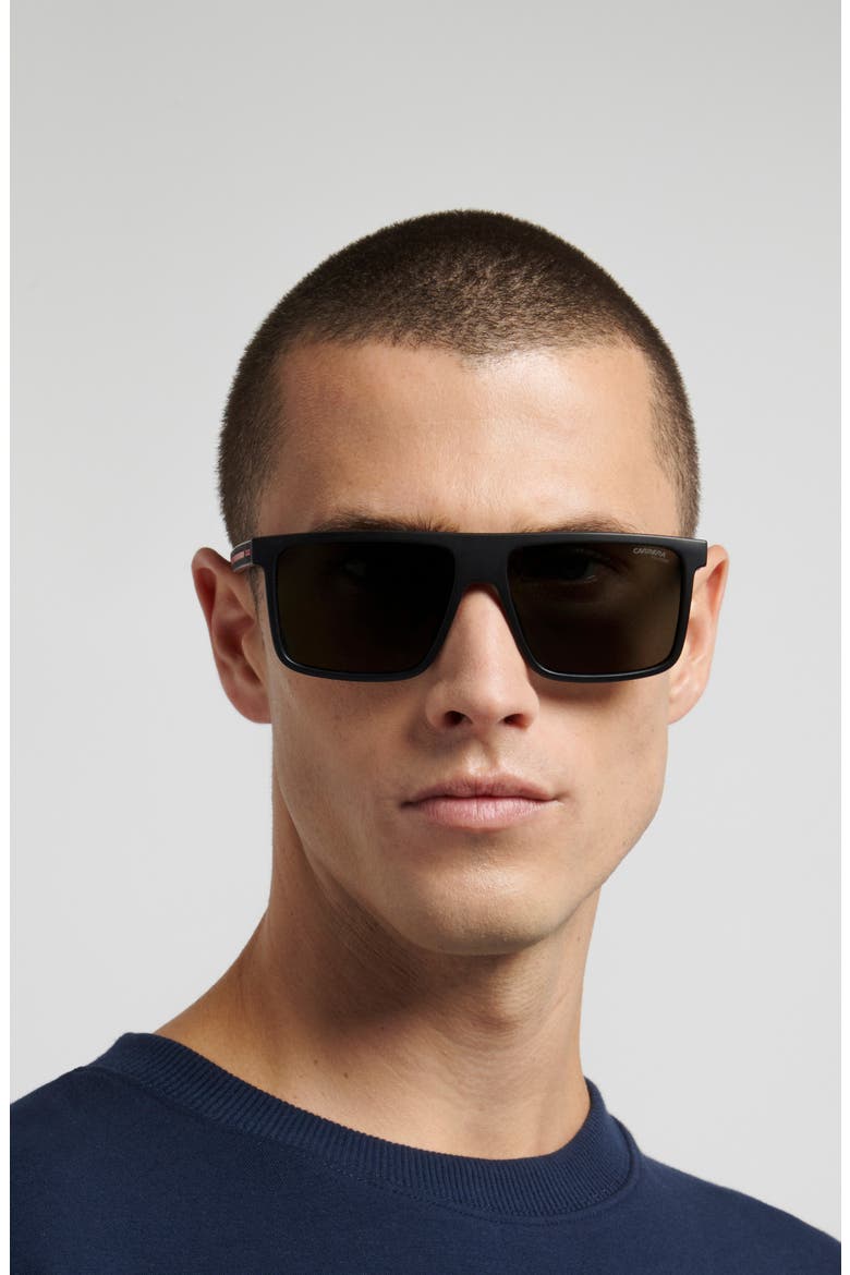 C Sport 58mm Polarized Square Sunglasses, Alternate, color, MATTE BLACK RED/ GREEN PZ