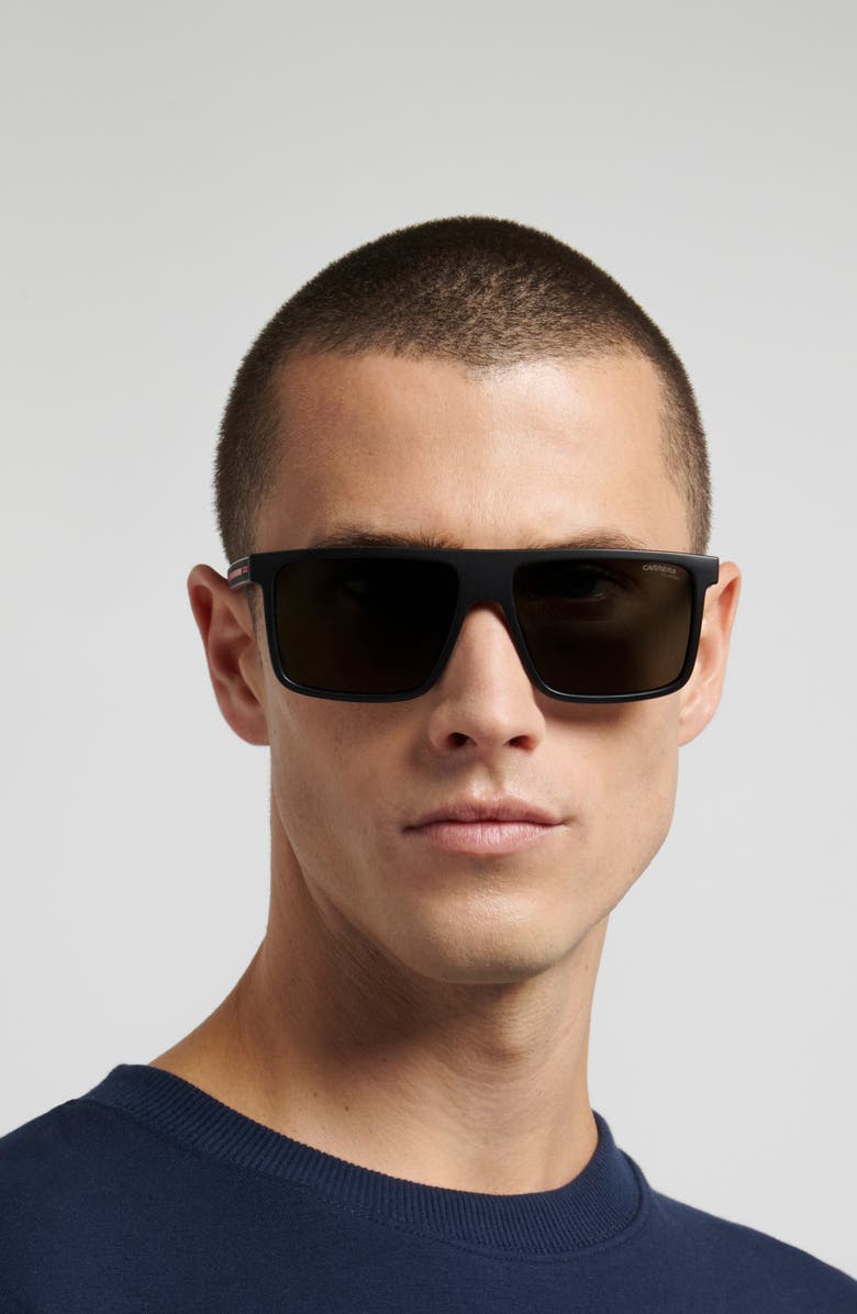 Carrera Eyewear C Sport 58mm Polarized Square Sunglasses, Alternate, color, Matte Black Red/ Green Pz