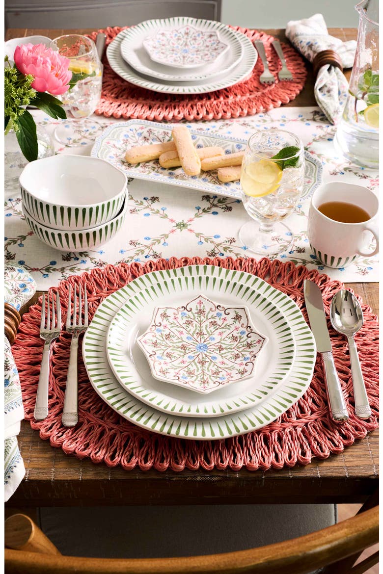 Sitio Stripe Salad Plate, Alternate, color, BASIL