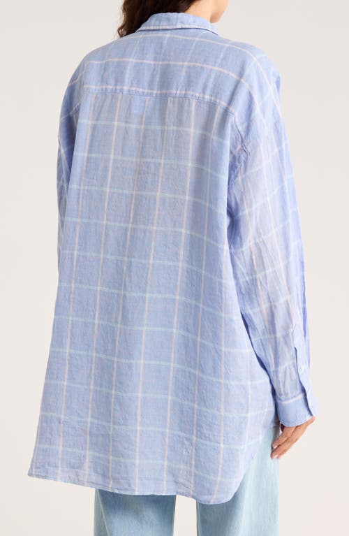 Frank & Eileen Linen Button-up Shirt In Blue