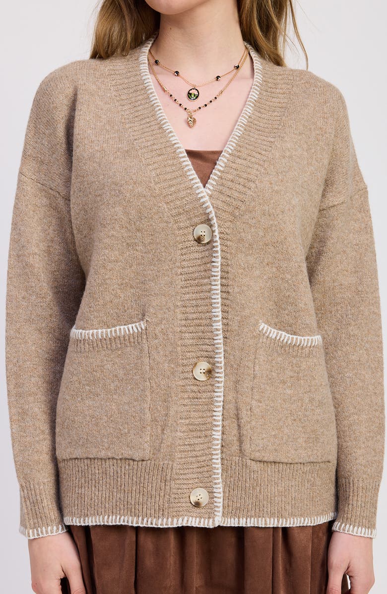 JACQUIE THE LABEL Valerie Oversize Cardigan, Alternate, color, Taupe