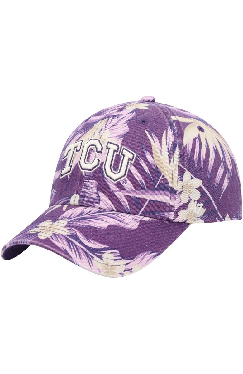 '47 Men's '47 Purple TCU Horned Frogs Tropicalia Clean Up Adjustable Hat, Main, color, 