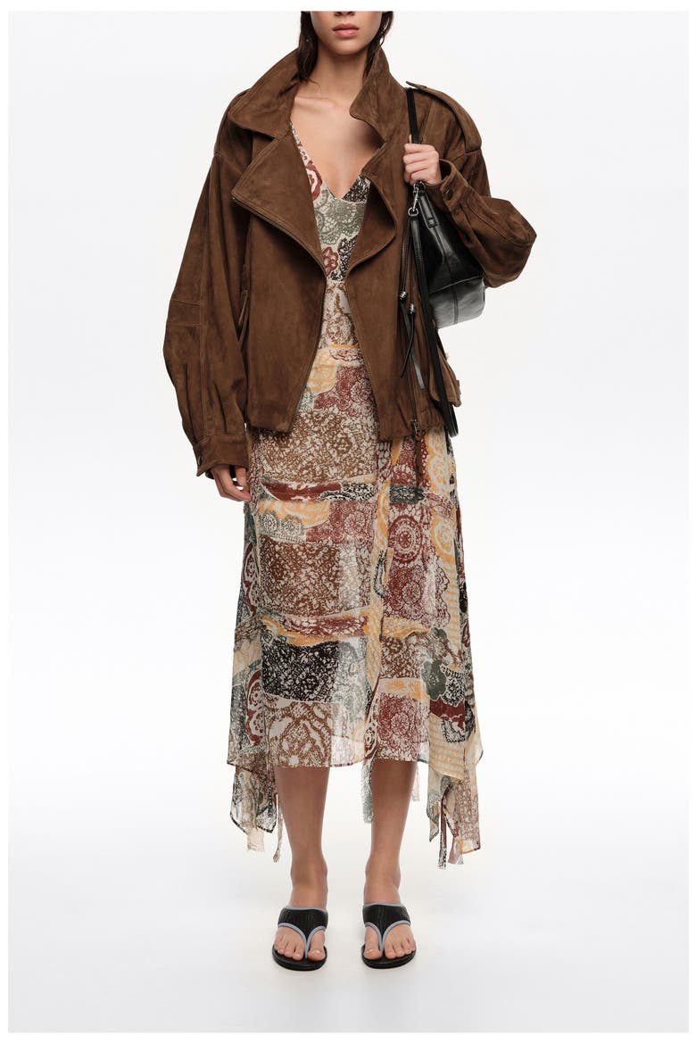 Lace Irregular Fluid Dress With Frayed Details, Alternate, color, LACE PRINT IVORY