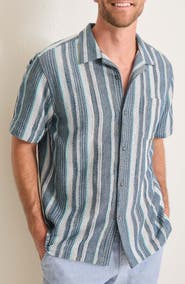 Tommy Bahama Milano Textured Stripe Cotton Camp Shirt