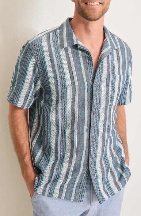 Tommy Bahama Milano Textured Stripe Cotton Camp Shirt