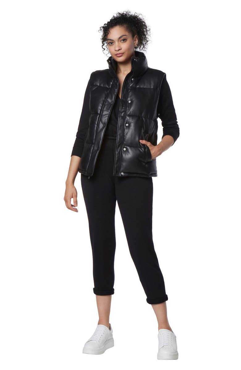 Marc New York Performance Faux Leather Puffer Vest, Alternate, color, Black