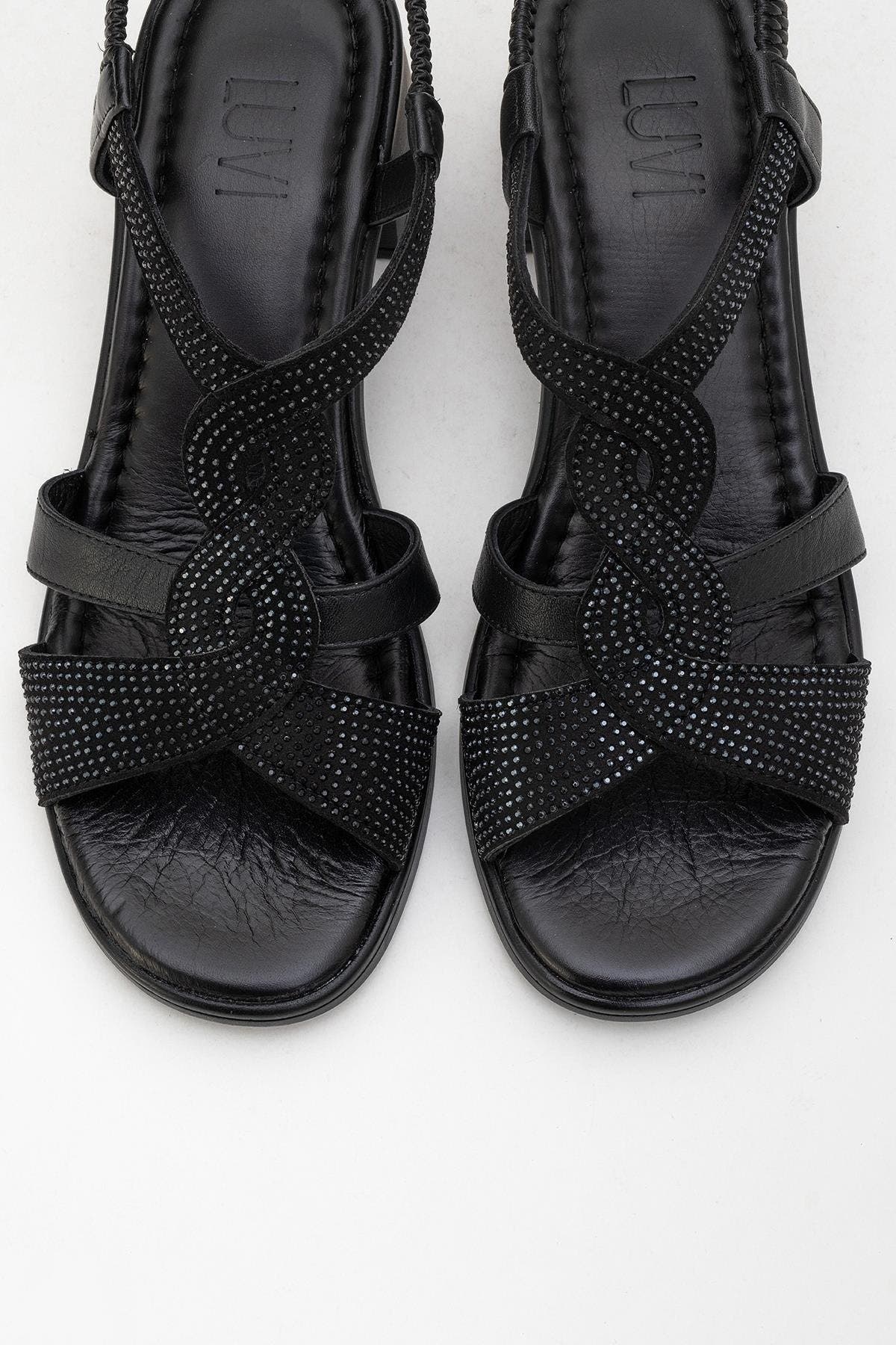 Forever 
Always Shoes Dolen Leather Chunky Sandal, Alternate, color, Black Leather