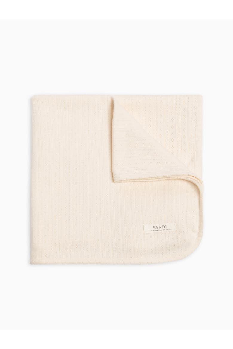 Pointelle Swaddle Blanket, Main, color, Ivory