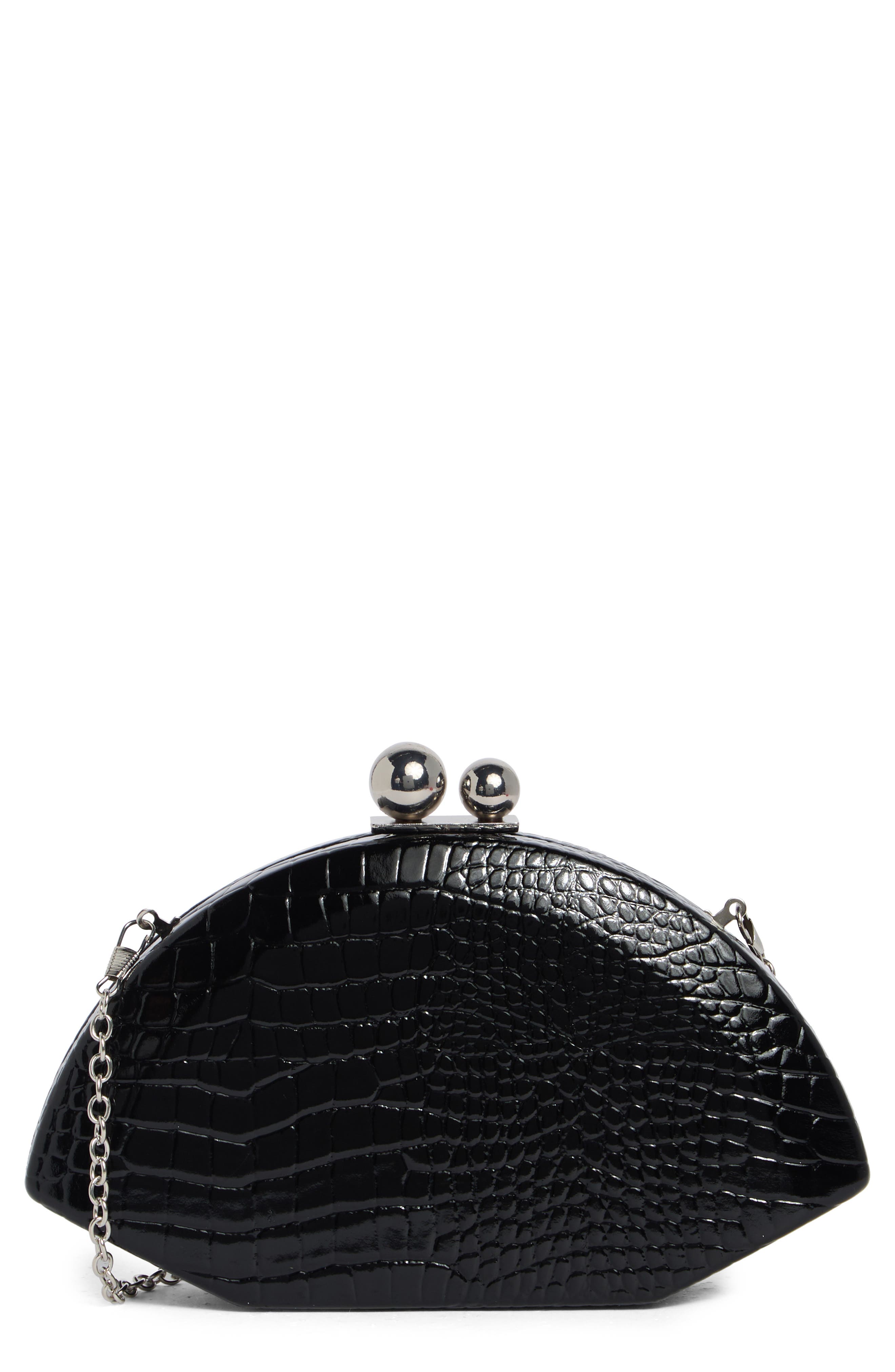 Agatha Croc Embossed Faux Leather Frame Clutch