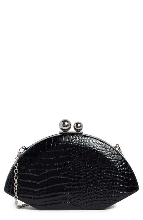 Agatha Croc Embossed Faux Leather Frame Clutch