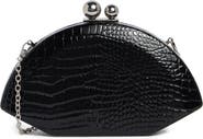 Jessica McClintock Agatha Croc Embossed Faux Leather Frame Clutch