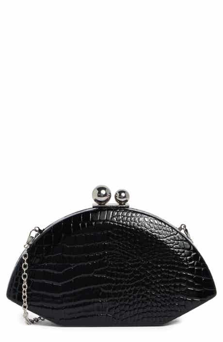 Agatha Croc Embossed Faux Leather Frame Clutch