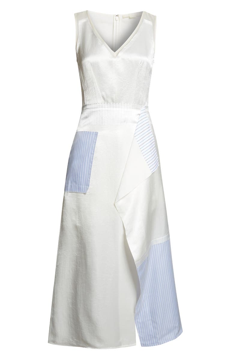 Jason Wu Collection Stripe Collage V-Neck Midi Dress, Alternate, color, White