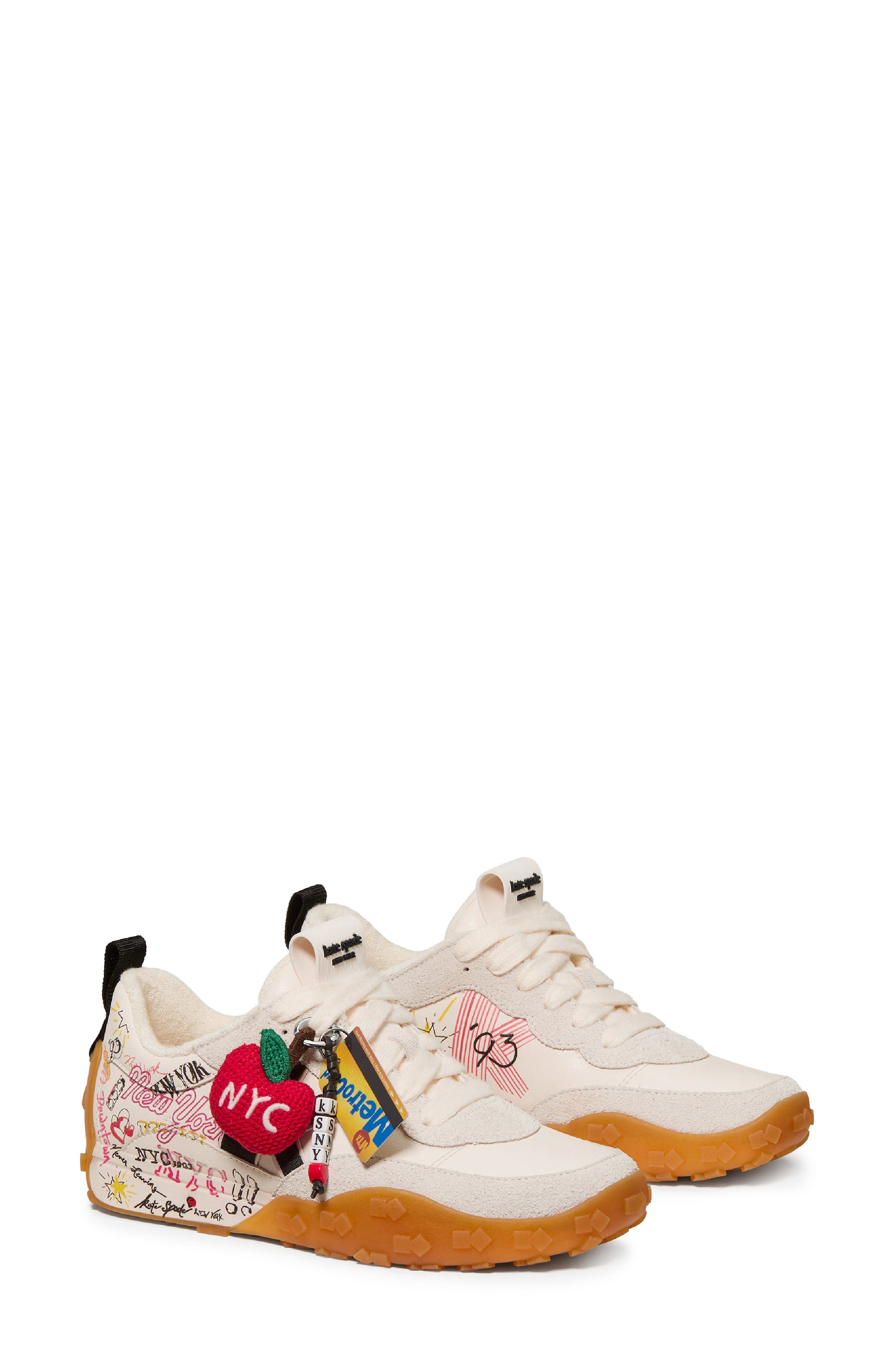 Kate Spade New York k as in kate NYC graffiti sneaker, Alternate, color, Cream Multi