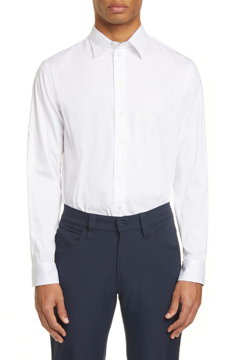 Emporio Armani Slim Fit Stretch Solid Button-Up Shirt, Main, color, 