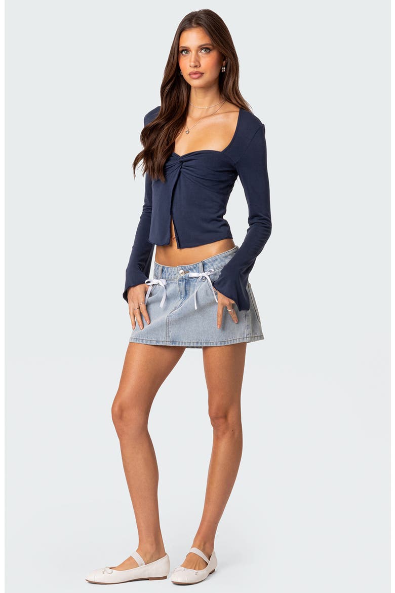 Maxine Twist Split Front Top, Alternate, color, NAVY