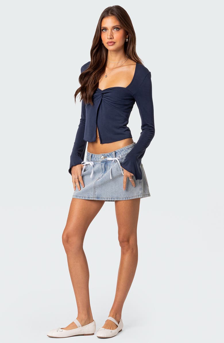 EDIKTED Maxine Twist Split Front Top, Alternate, color, Navy