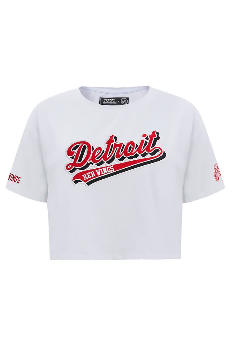 Women's Pro Standard White Detroit Red Wings Boxy Script Tail Cropped T-Shirt, Alternate, color, White