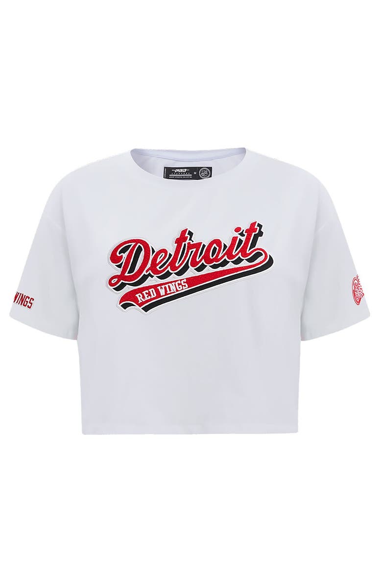 PRO STANDARD Women's Pro Standard White Detroit Red Wings Boxy Script Tail Cropped T-Shirt, Alternate, color, 