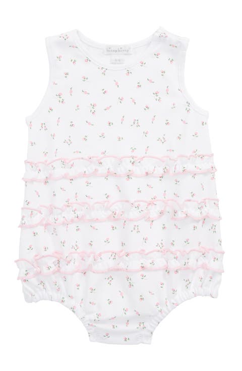 Garden Roses Ruffle Bubble Romper (Baby Girls)