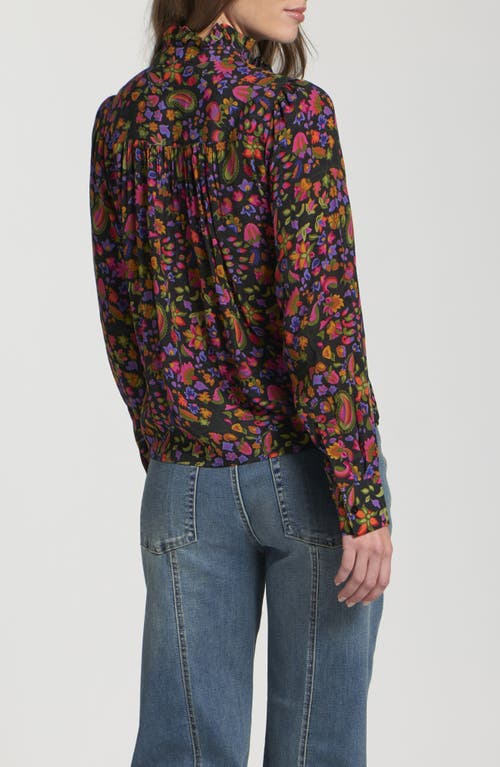 Apny Ruffle Half-placket Shirt In Multi