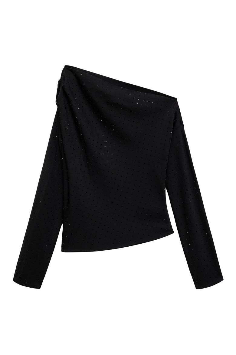 Asymmetric Sequin Shirt, Alternate, color, BLACK