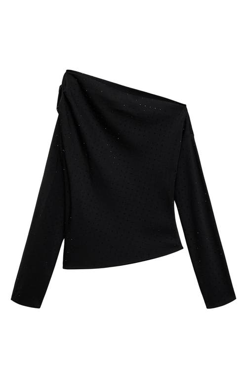 Mango Asymmetric Sequin Shirt In Black
