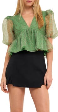 Endless Rose Zebra Print Puff Sleeve Crop Top