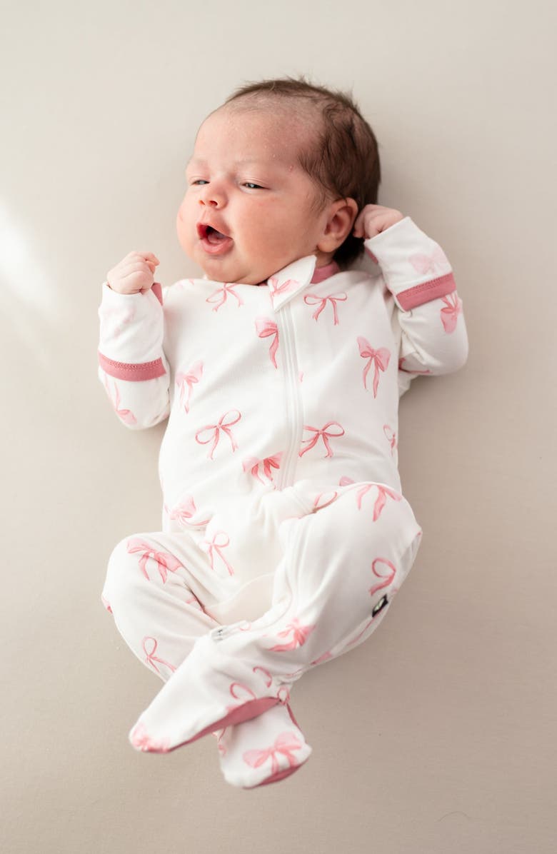 Kyte BABY Zip-Up Footie, Alternate, color, Bow