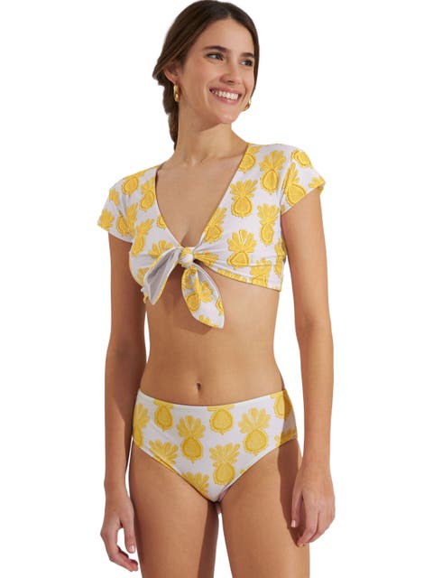 Bardot Top Pineapple Sunflower White