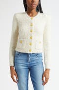 L'AGENCE Una Crop Eyelash Tweed Cardigan
