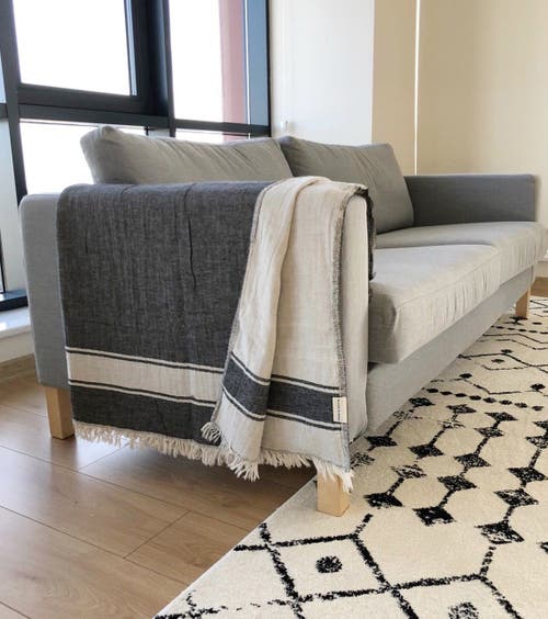 Olive And Linen Olive & Linen Summer Double Sided Throw In Black