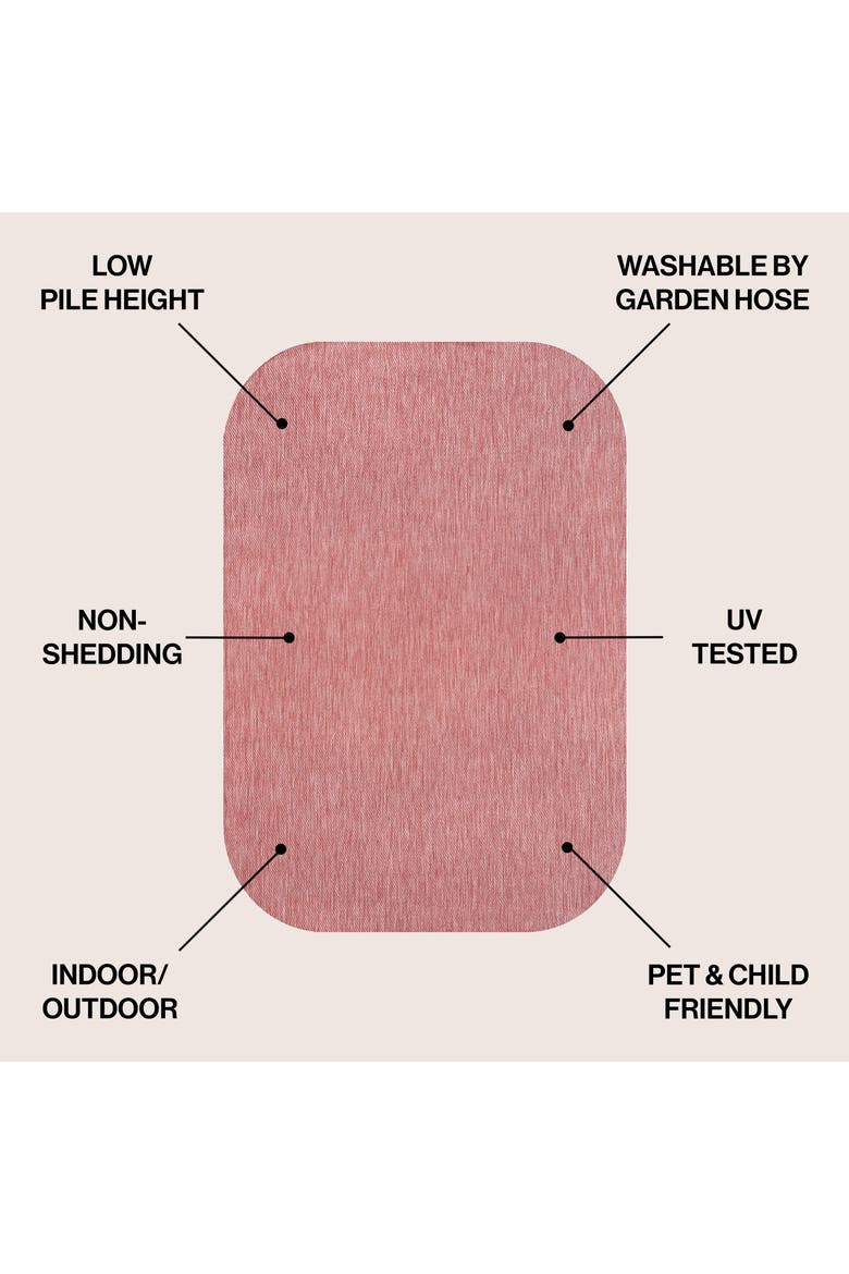 Miles Modern Minimalist Radius Corner Solid Indoor/Outdoor Shaped Area Rug, Alternate, color, Light Rose