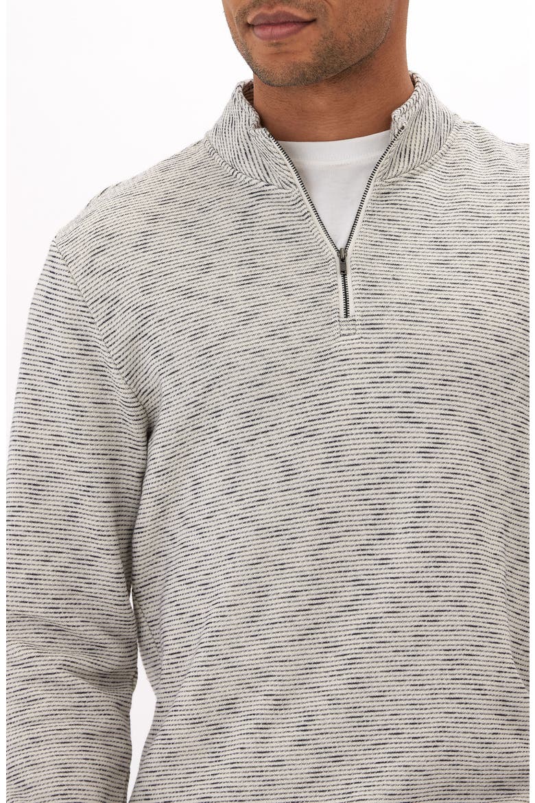 Felix Stripe French Terry Quarter Zip Top, Alternate, color, TAPIOCA / STARGAZER