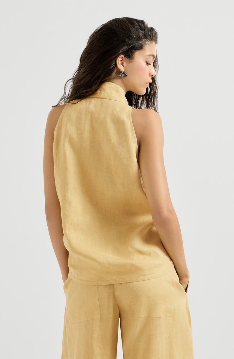 Brunello Cucinelli Linen wrap effect vest, Alternate, color, Yellow