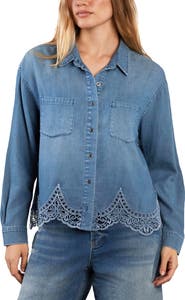 Wash Lab Denim The Golden Hour Lace Boxy Shirt