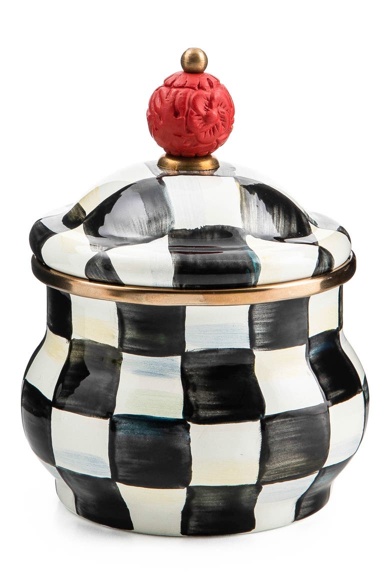 Courtly Check Lidded Sugar Bowl, Main, color, BLACK/ WHITE