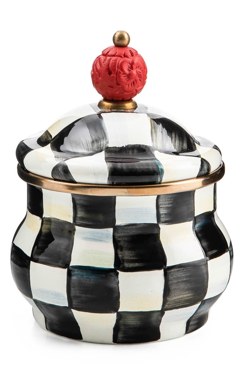 MACKENZIE CHILDS Courtly Check Lidded Sugar Bowl, Main, color, Black/ White