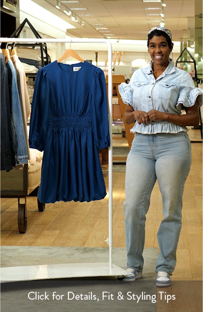 Balloon Sleeve Crepe Fit & Flare Dress, sales video thumbnail