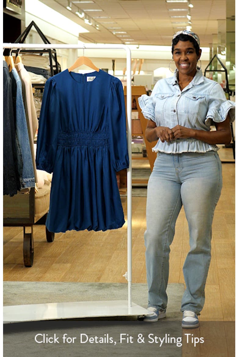 Balloon Sleeve Crepe Fit & Flare Dress video