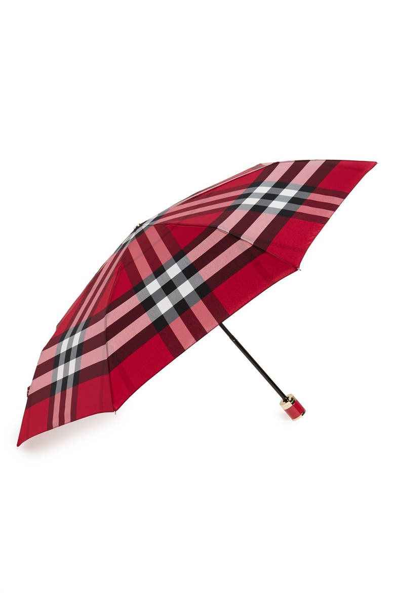 Burberry 'Trafalgar' Check Folding Umbrella, Main, color, 
