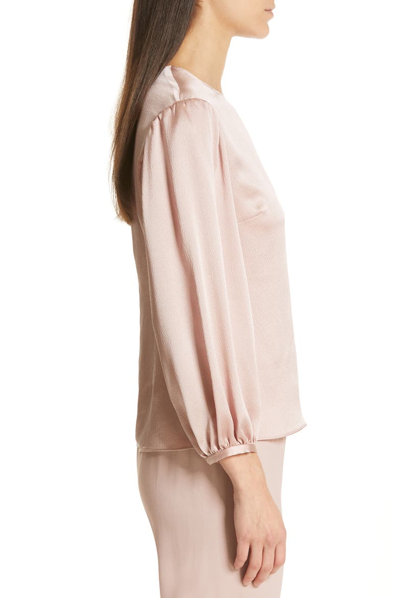 Puff Sleeve Hammered Silk Blouse, Alternate, color, BLUSH