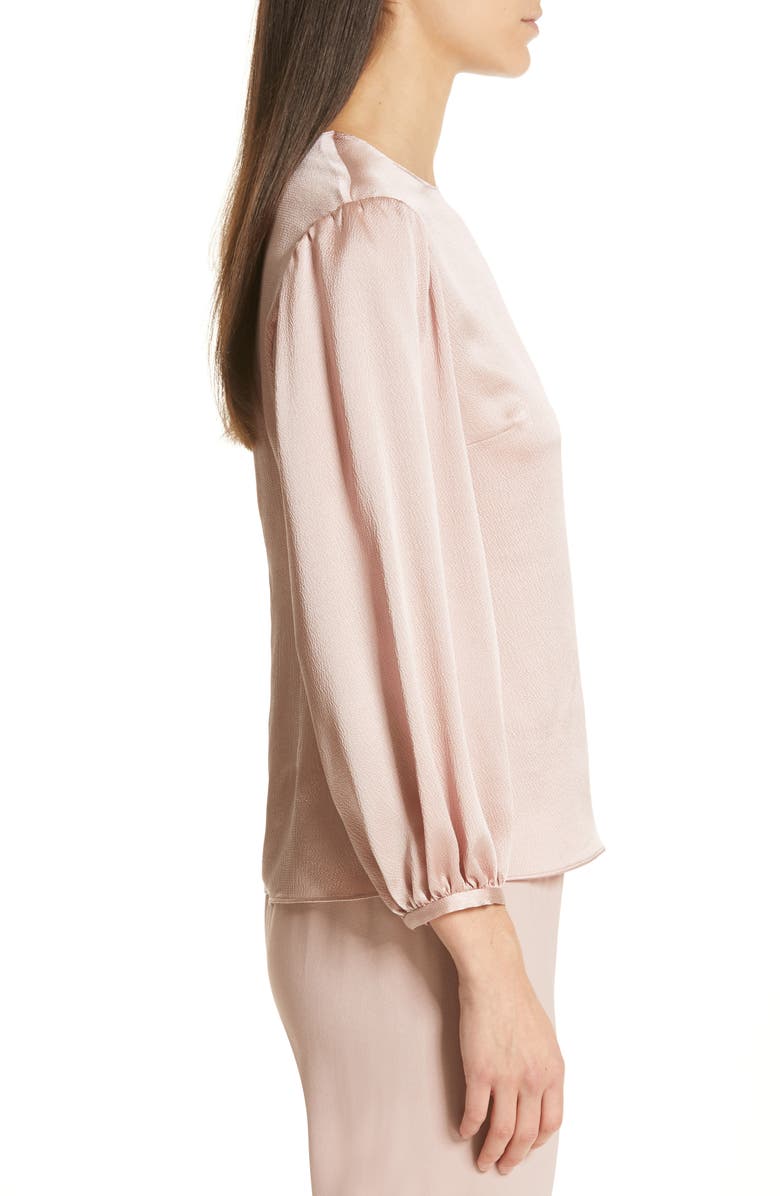 Mansur Gavriel Puff Sleeve Hammered Silk Blouse, Alternate, color,