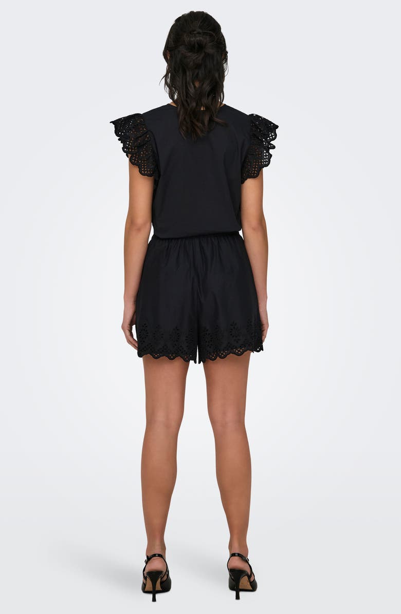 Only Onllou Embroidered Shorts, Alternate, color, Black