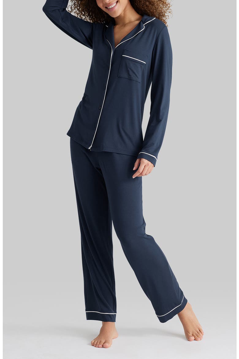 Piped Pajamas, Main, color, BLUE
