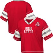 Outerstuff Girls Youth Outerstuff Scarlet Ohio State Buckeyes Gridiron Jersey V-Neck T-Shirt