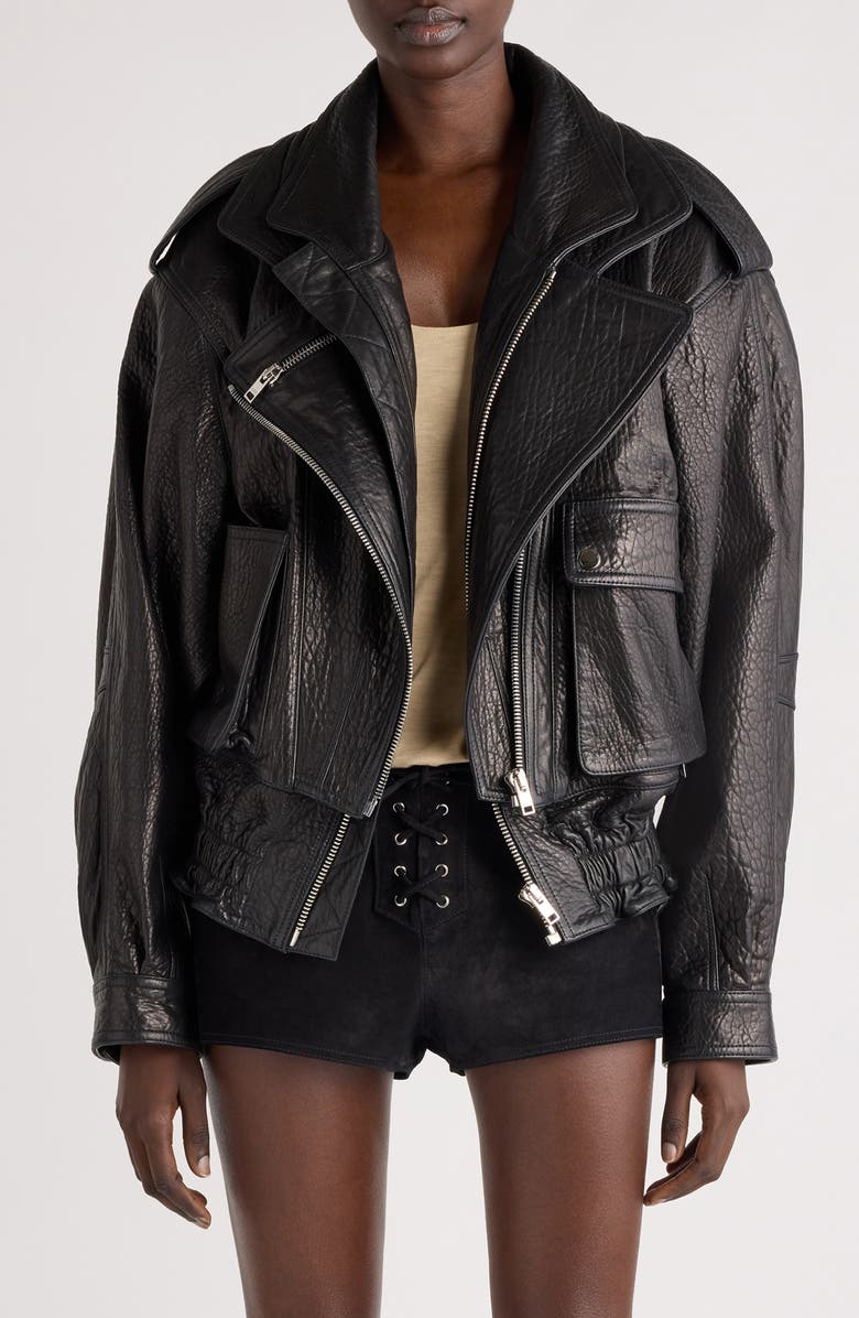 Isabel Marant Aneli Leather Moto Jacket, Main, color,