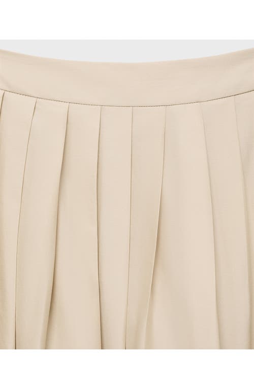 Shop Mango Indo Pleated Cotton Blend Skirt In Ivory White